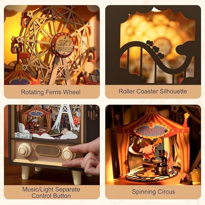 ROKR 3D WOODEN PUZZLE MUSIC BOX & NIGHT LIGHT | WOODEN MODEL KIT GIFT FOR ADULTS KIDS  SUNSET CARNIVAL - Image 3